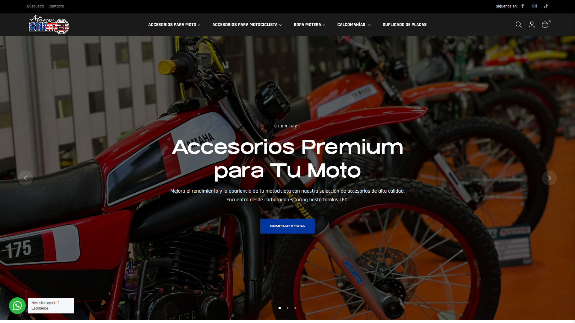 StuntR21 — Tienda Shopify para accesorios y repuestos de motos