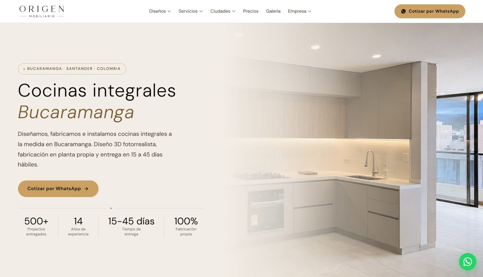 Cocinas Integrales Bucaramanga — de vender por redes a página 1 en Google