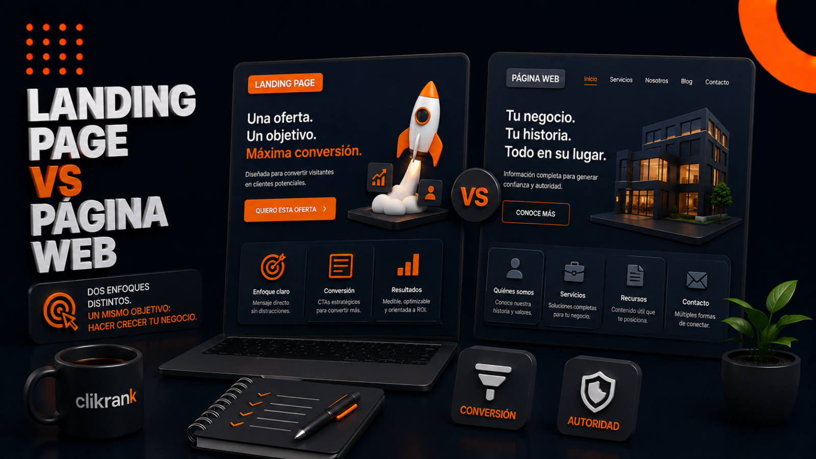 Landing page vs. página web: cuál necesita tu negocio